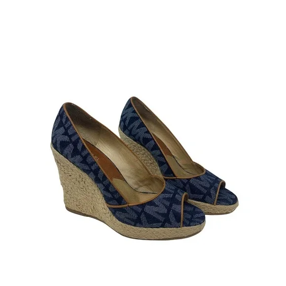 Michael Kors Shoes Michael Kors Denim Logo Wedges Shoes Size